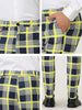 Plaid Color Block Flat Front Business Dress Pants