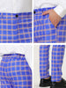 Plaid Color Block Flat Front Business Dress Pants