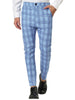 Plaid Color Block Flat Front Business Dress Pants