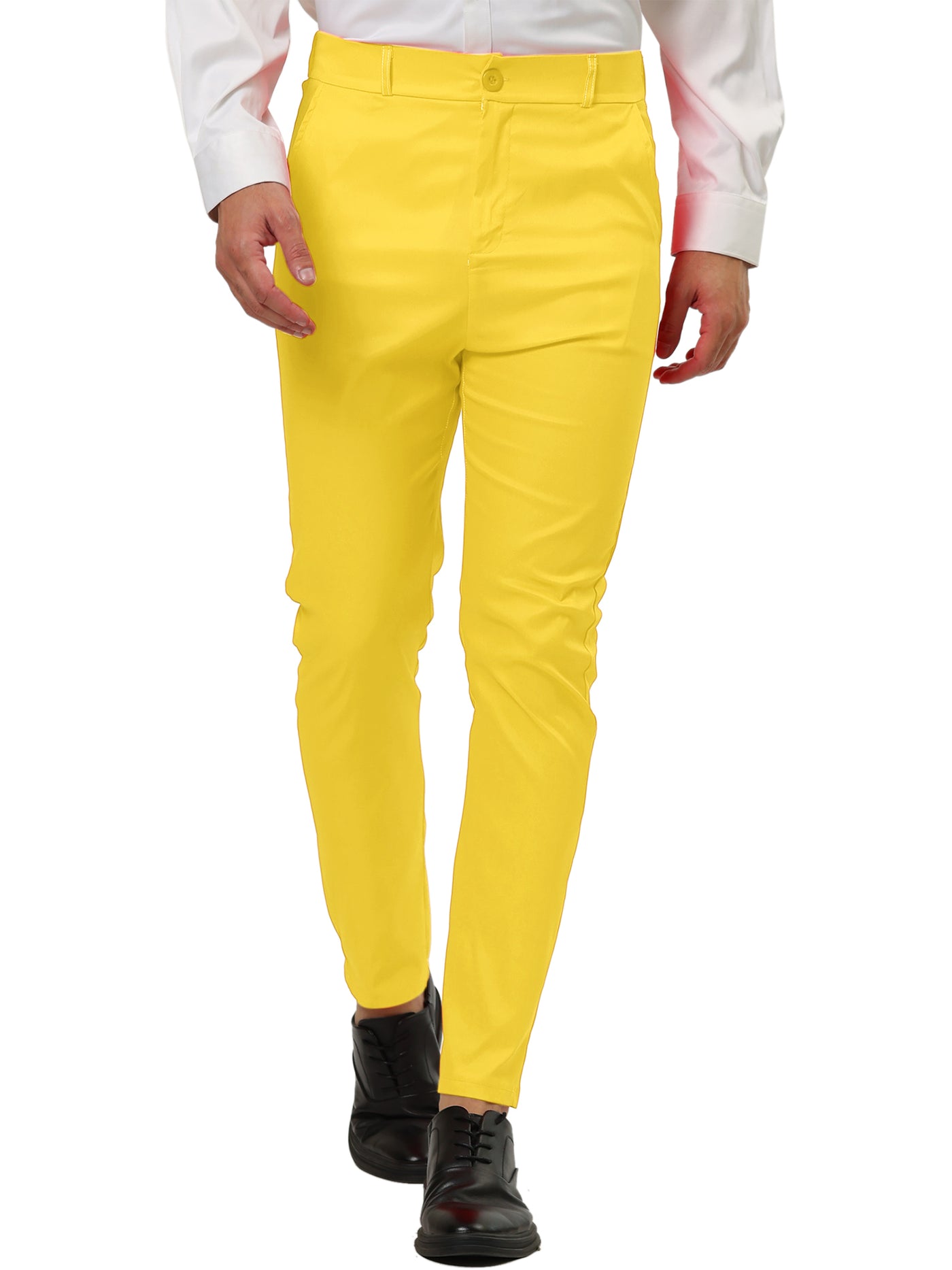 Bublédon Trendy Flat Front Solid Color Skinny Business Pants