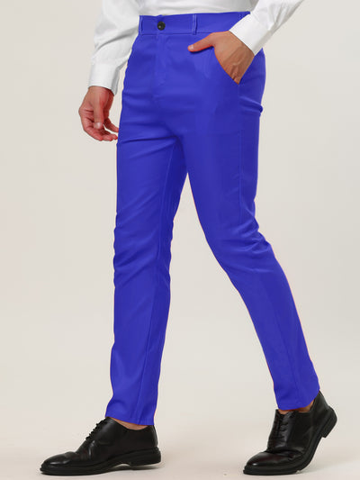 Trendy Flat Front Solid Color Skinny Business Pants