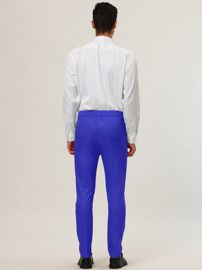 Trendy Flat Front Solid Color Skinny Business Pants
