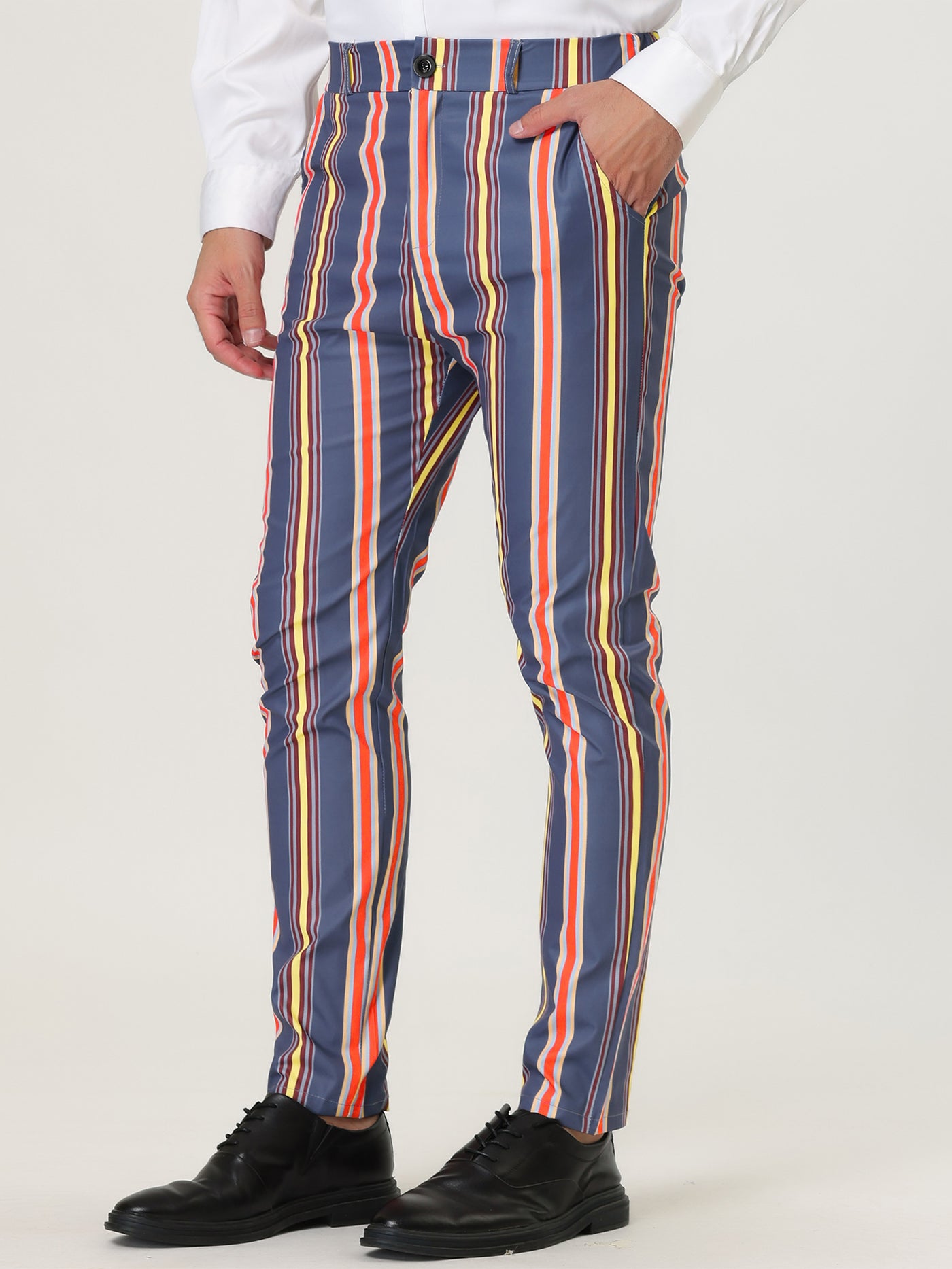 Bublédon Trendy Striped Contrast Color Business Dress Pants