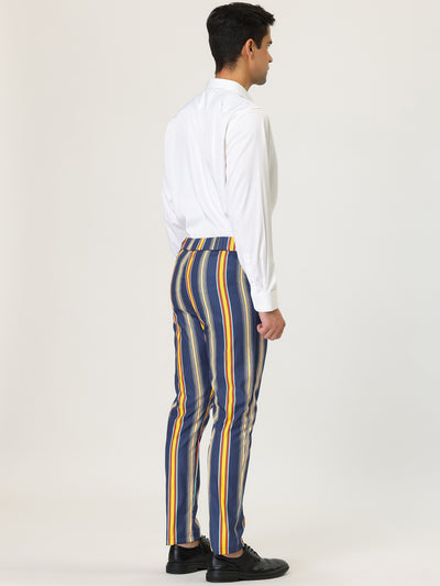 Trendy Striped Contrast Color Business Dress Pants