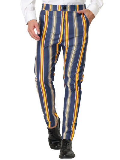 Trendy Striped Contrast Color Business Dress Pants
