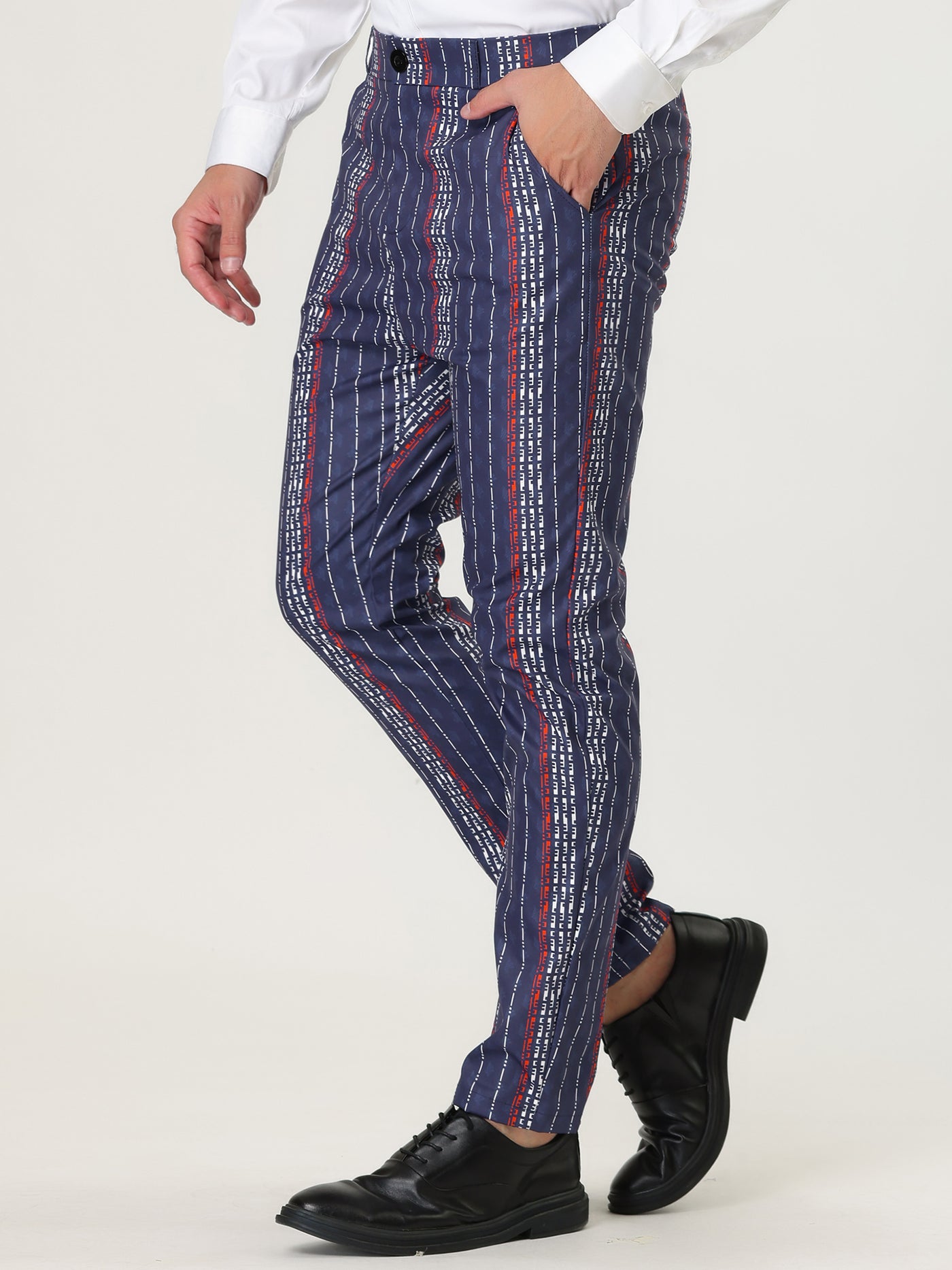 Bublédon Trendy Striped Contrast Color Business Dress Pants