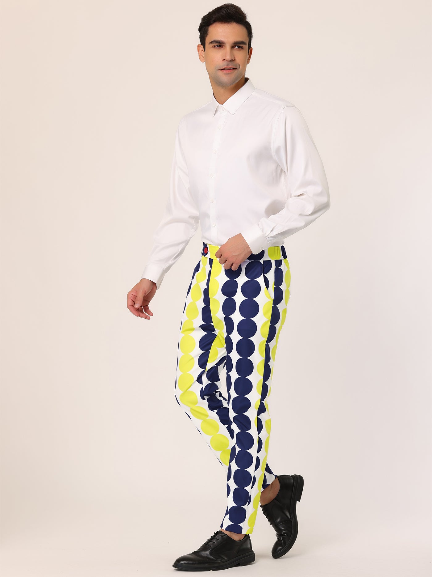 Bublédon Casual Geometric Printed Color Block Dress Pants