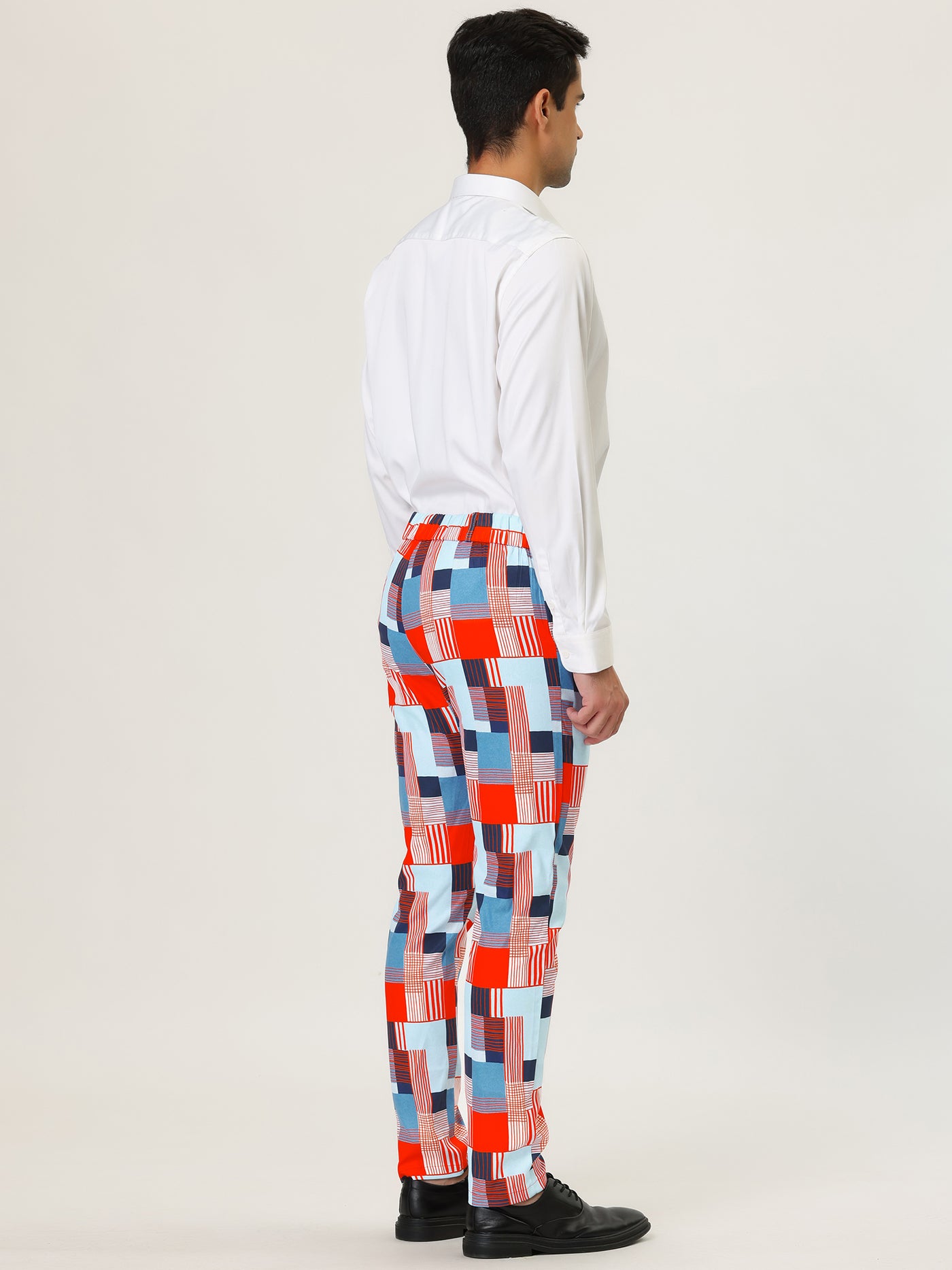 Bublédon Casual Geometric Printed Color Block Dress Pants