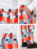 Casual Geometric Printed Color Block Dress Pants