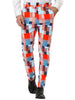 Casual Geometric Printed Color Block Dress Pants