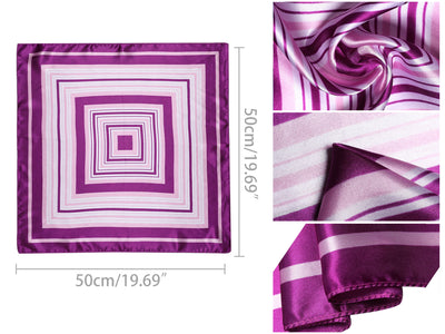 2Pcs 50cm Women Satin Stripe Square Scarves Kerchief Neck Scarf