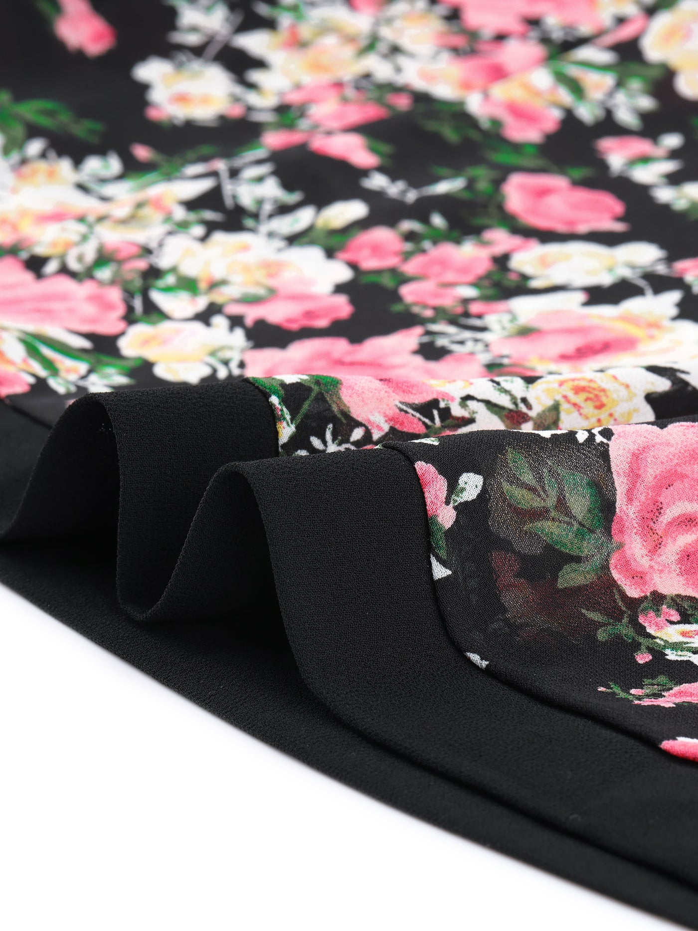 Bublédon Plus Size Floral Printed Contrast Panel Chiffon Cardigans