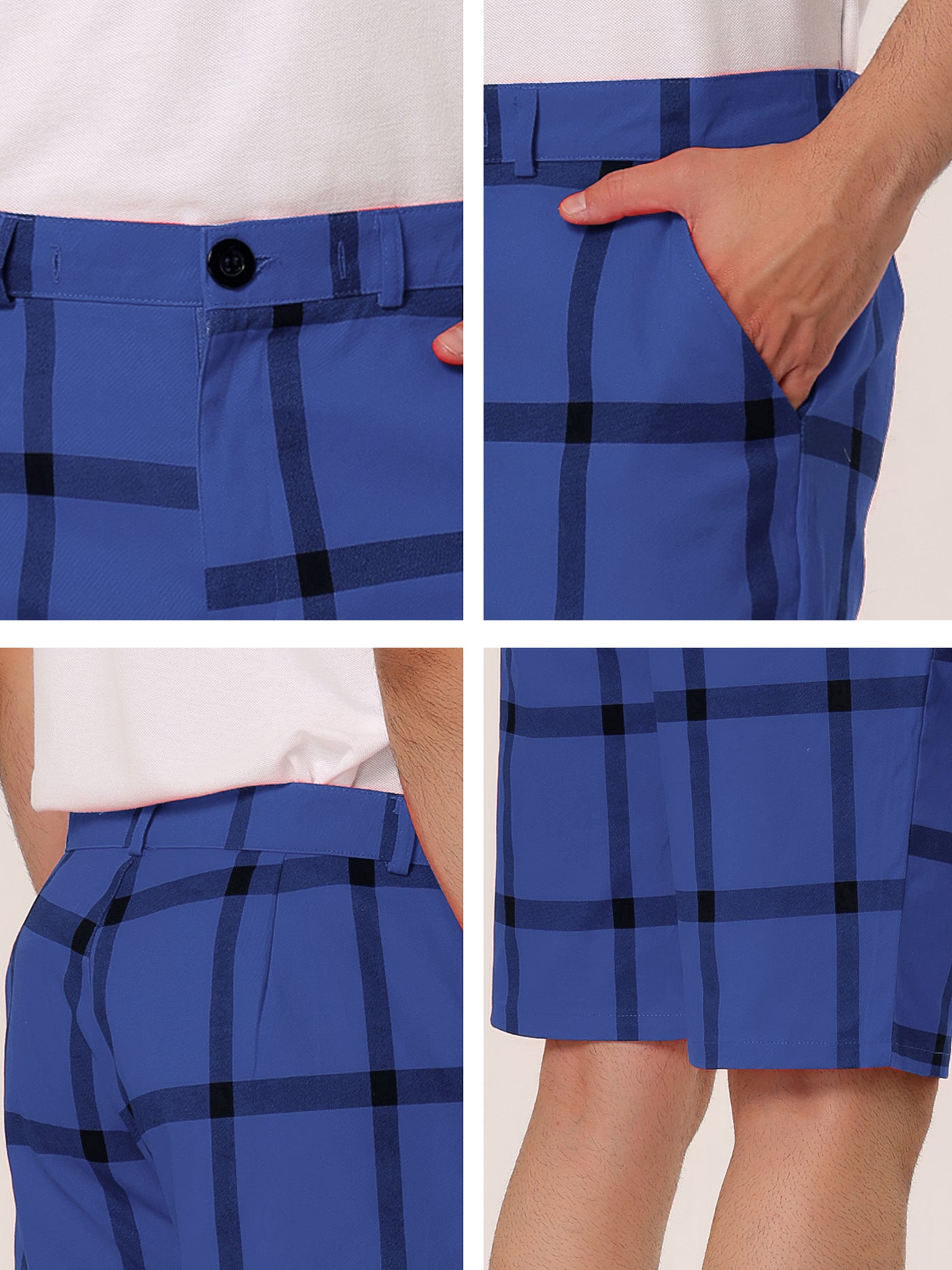 Bublédon Men's Summer Plaid Slim Fit Flat Colorblock Chino Shorts
