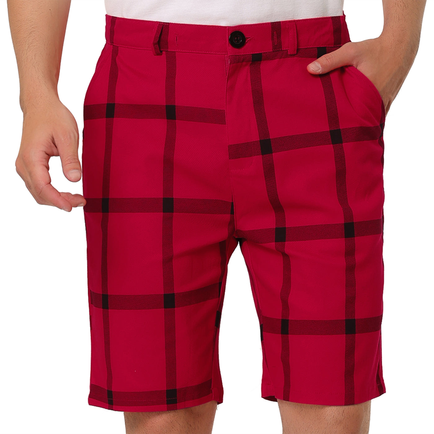 Bublédon Men's Summer Plaid Slim Fit Flat Colorblock Chino Shorts