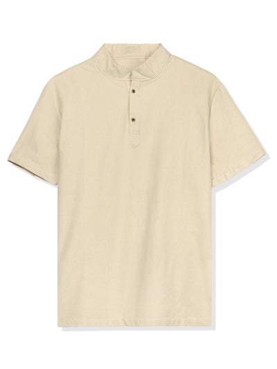 Casual Linen Stand Collar Short Sleeve Henley Shirts
