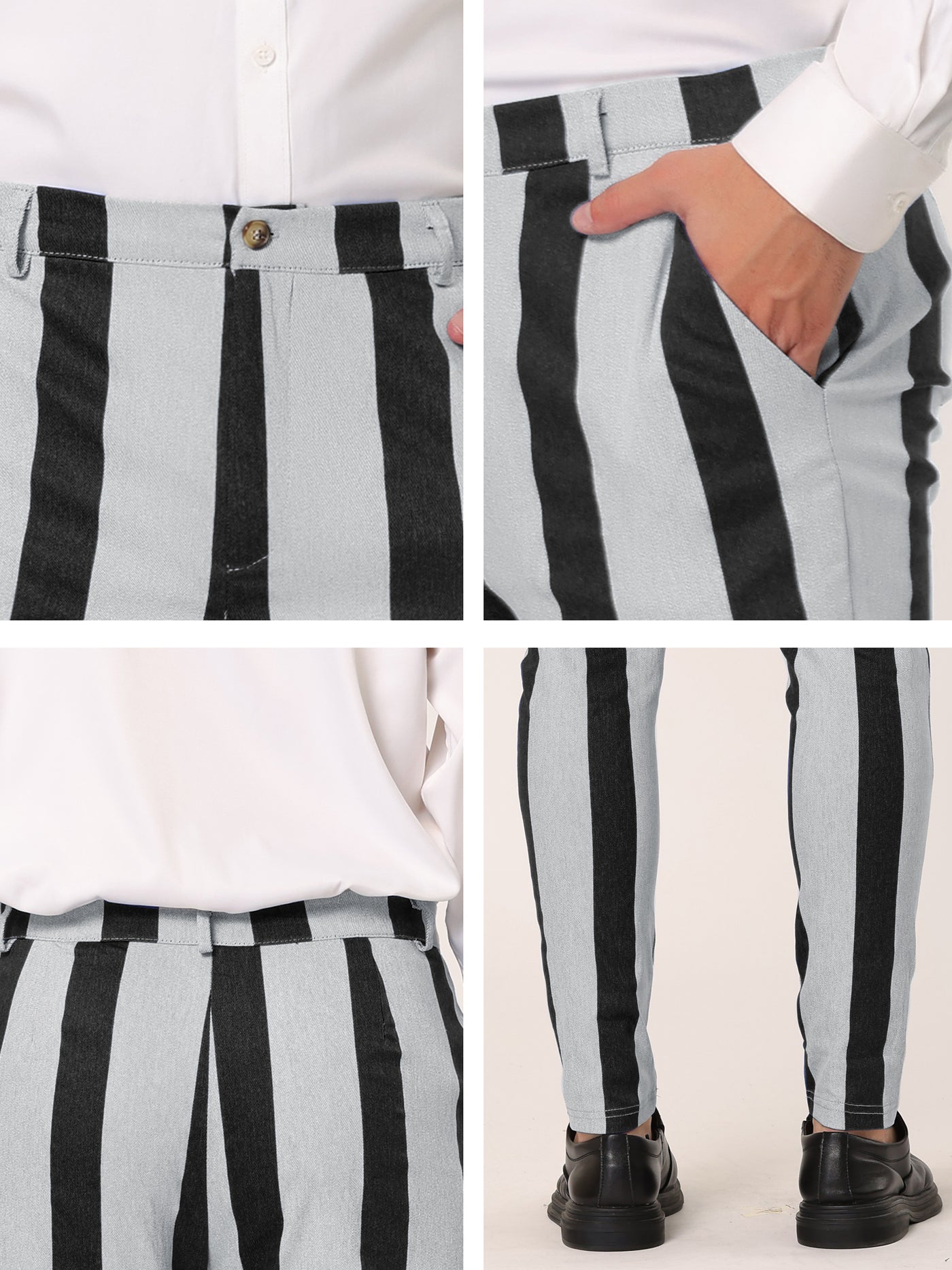 Bublédon Stylish Striped Flat Front Formal Dress Pants