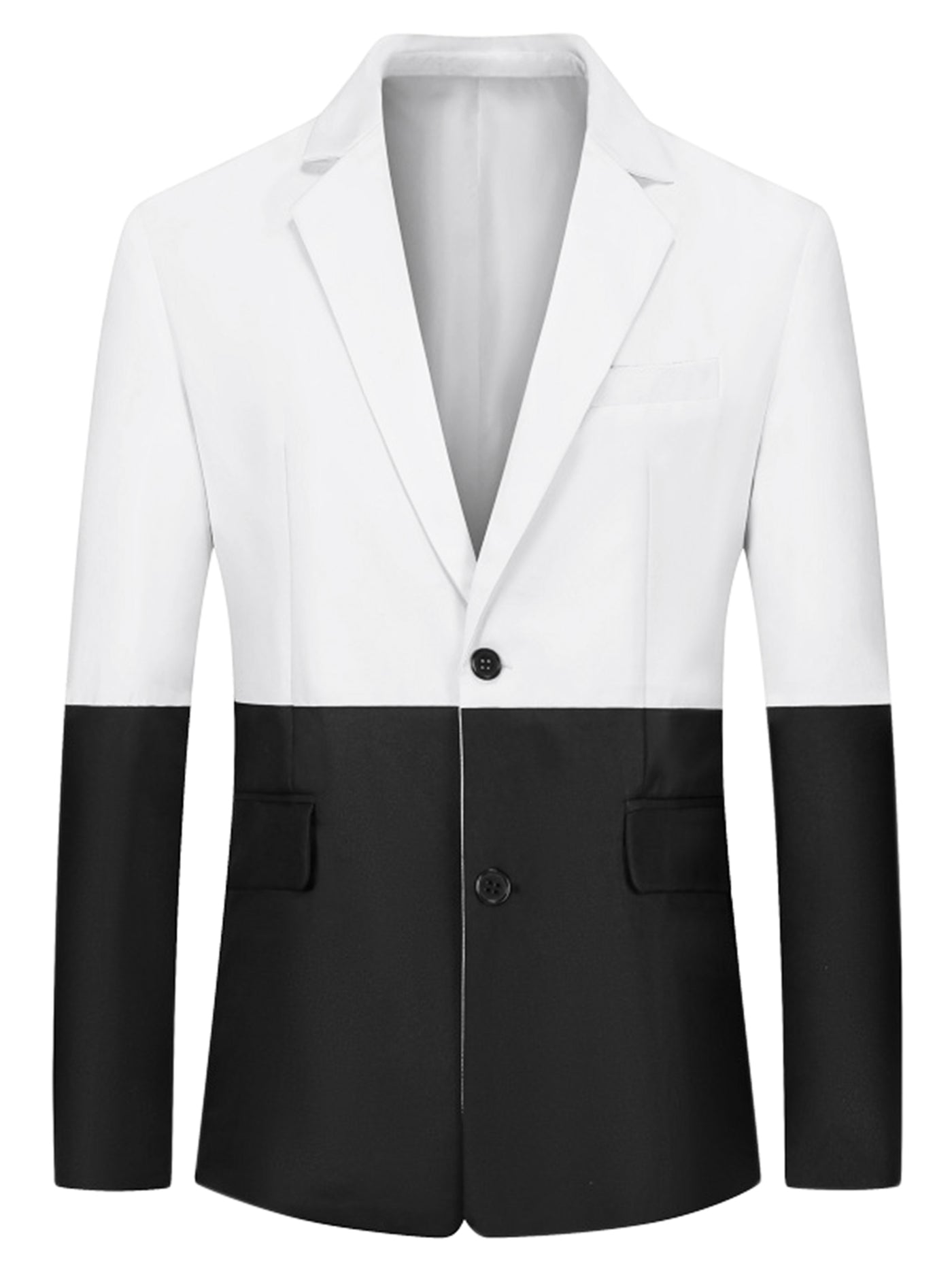 Bublédon Color Block Notched Lapel Formal Dress Suit Blazer
