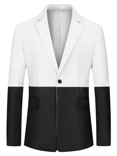 Color Block Notched Lapel Formal Dress Suit Blazer