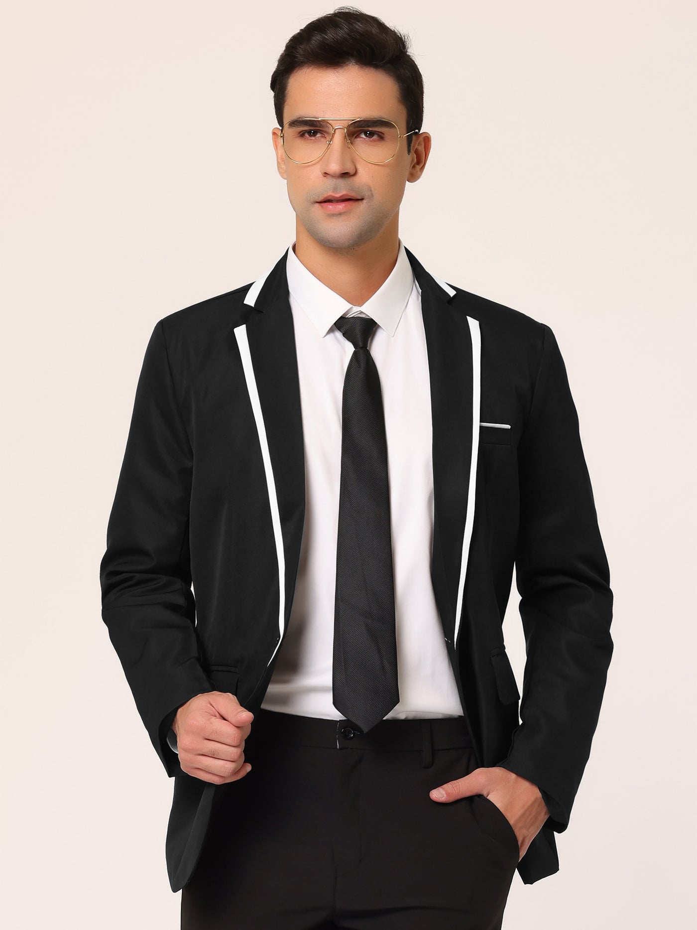 Bublédon Single Breasted One Button Wedding Prom Business Blazer