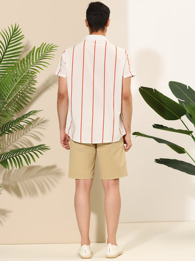Casual Summer Short Sleeve Striped Button Shirts