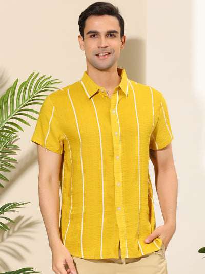 Casual Summer Short Sleeve Striped Button Shirts