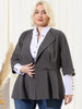 Knit X Line 3/4 Sleeve Button Decor Peplum Blazer
