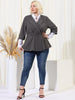 Knit X Line 3/4 Sleeve Button Decor Peplum Blazer
