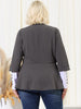 Knit X Line 3/4 Sleeve Button Decor Peplum Blazer