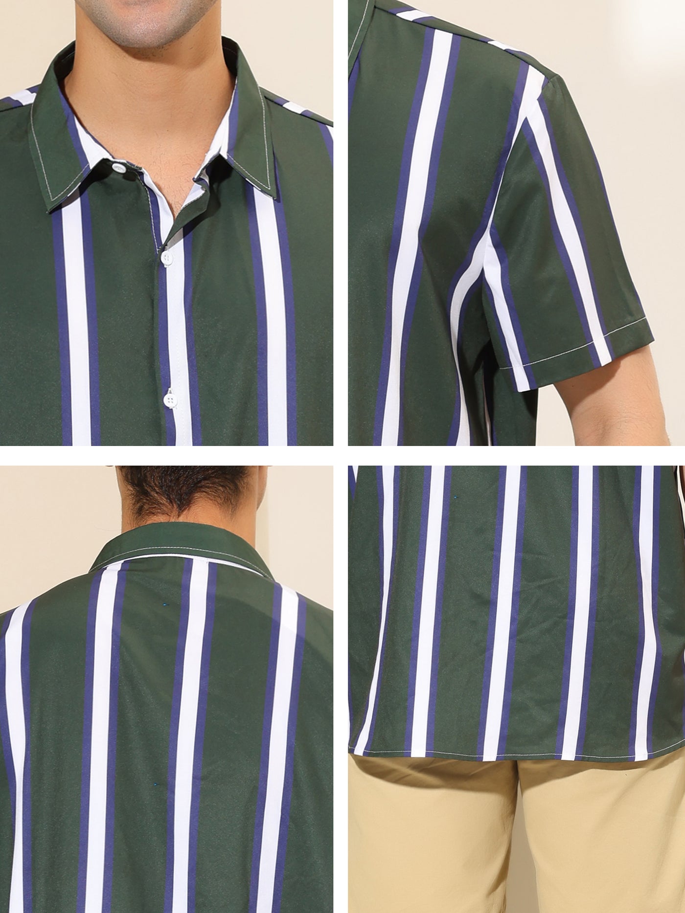 Bublédon Summer Colorful Striped V Neck Short Sleeve Shirt