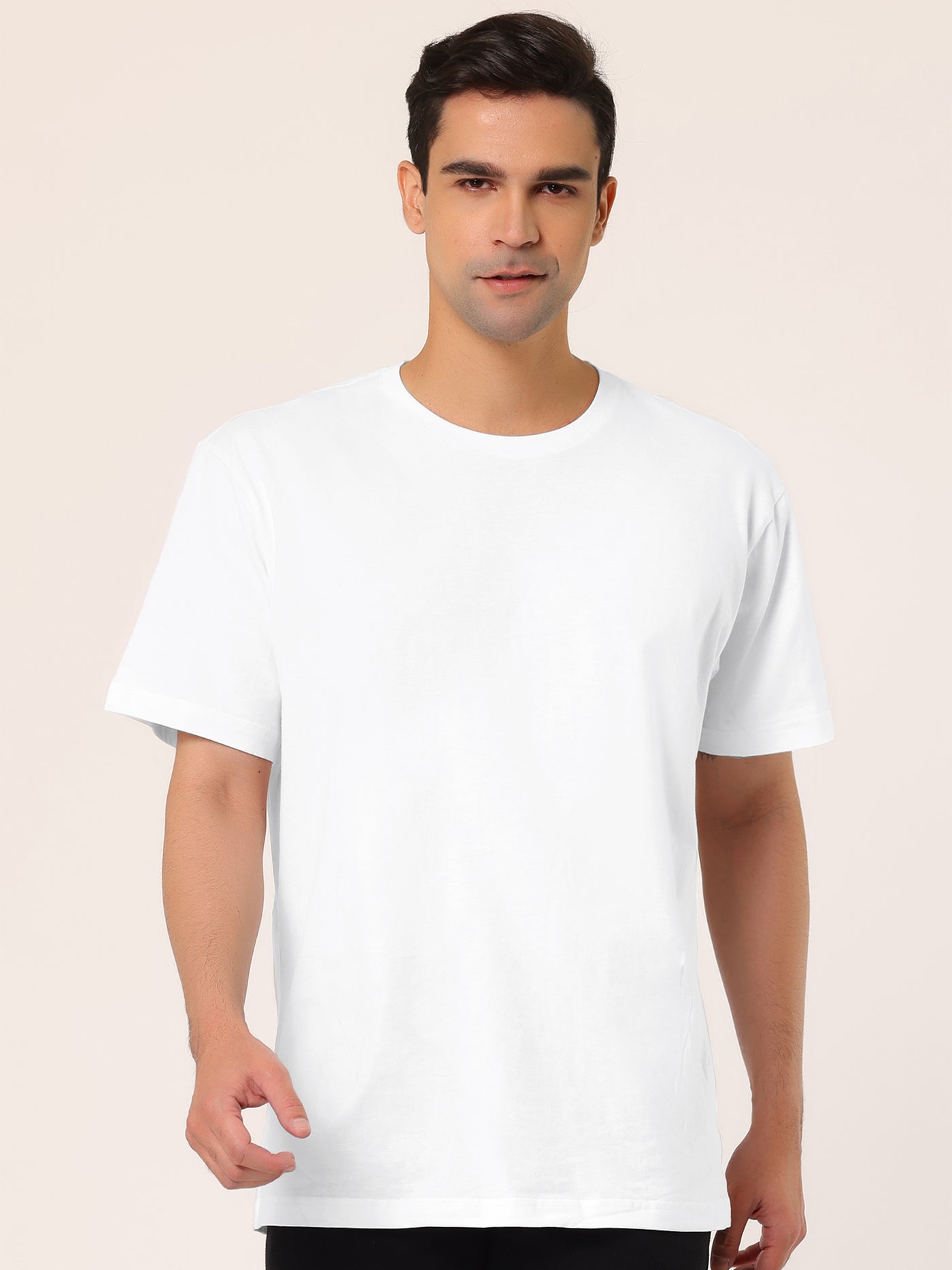 Bublédon Basic Crew Neck Short Sleeve Solid Cotton T-Shirt