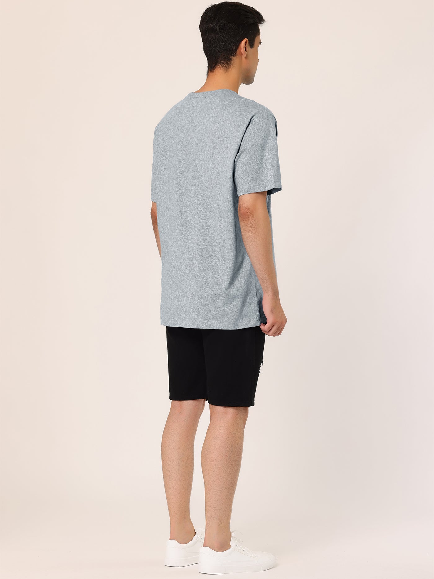 Bublédon Basic Crew Neck Short Sleeve Solid Cotton T-Shirt