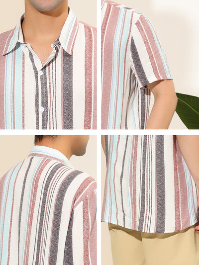 Hawaiian Striped Short Sleeve Button Beach Shirts