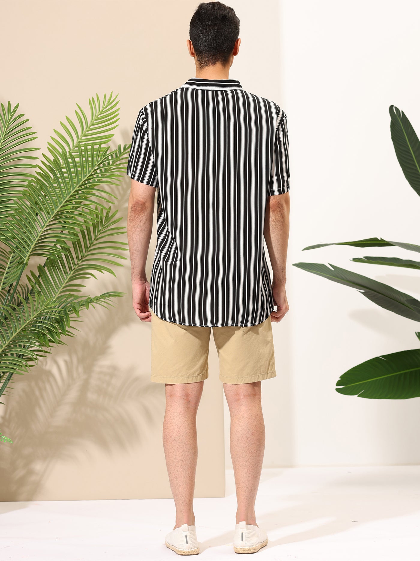 Bublédon Hawaiian Striped Short Sleeve Button Beach Shirts