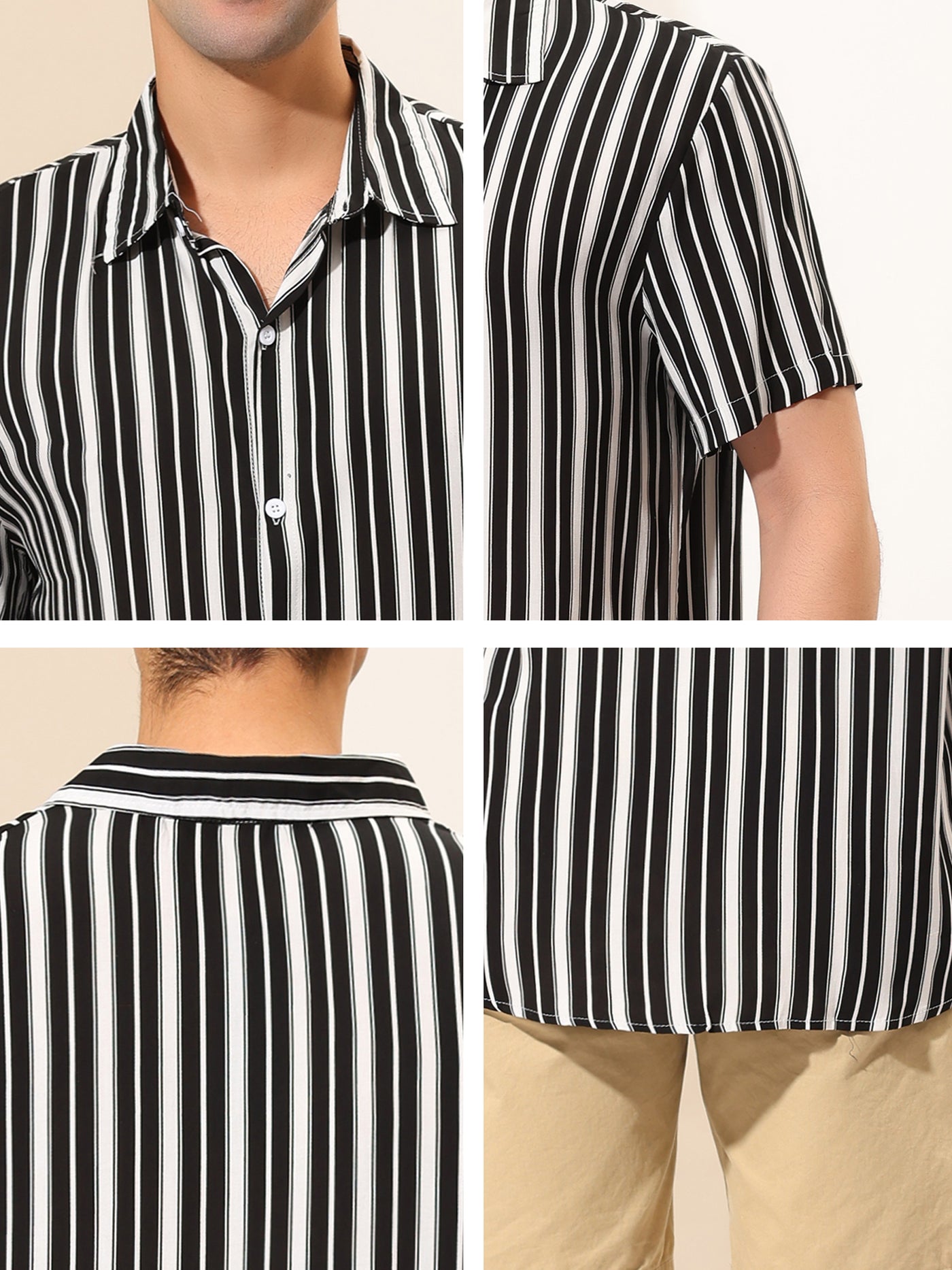 Bublédon Hawaiian Striped Short Sleeve Button Beach Shirts