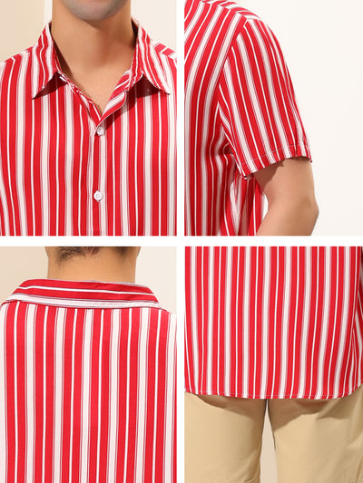 Hawaiian Striped Short Sleeve Button Beach Shirts