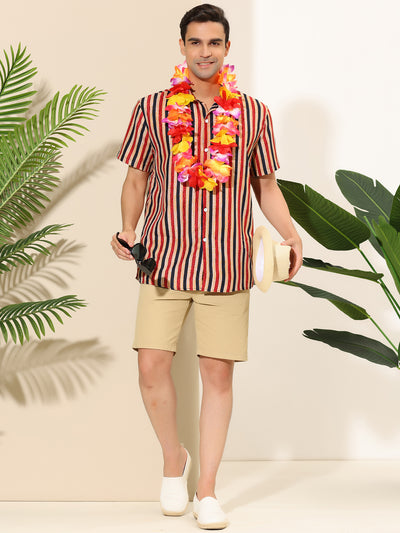 Vertical Striped Short Sleeve Summer Hawaiian Shirts