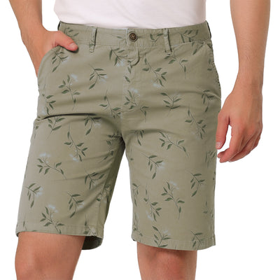 Casual Cotton Floral Printed Flat Front Board Shorts