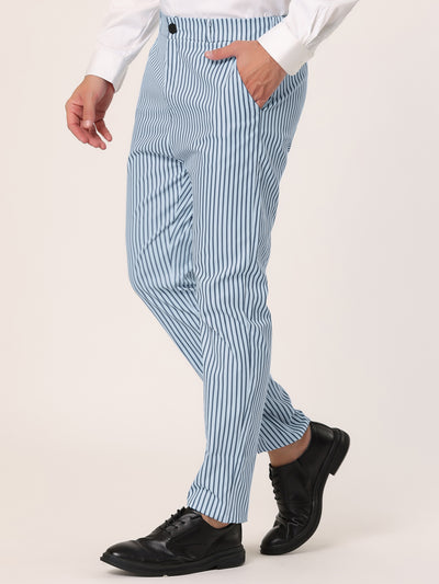 Smart Casual Striped Flat Front Prom Pencil Trousers