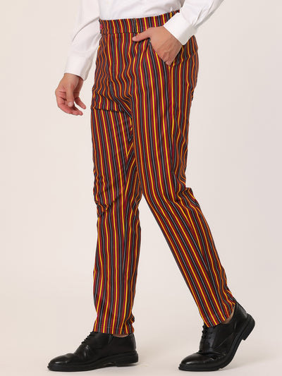 Smart Casual Striped Flat Front Prom Pencil Trousers