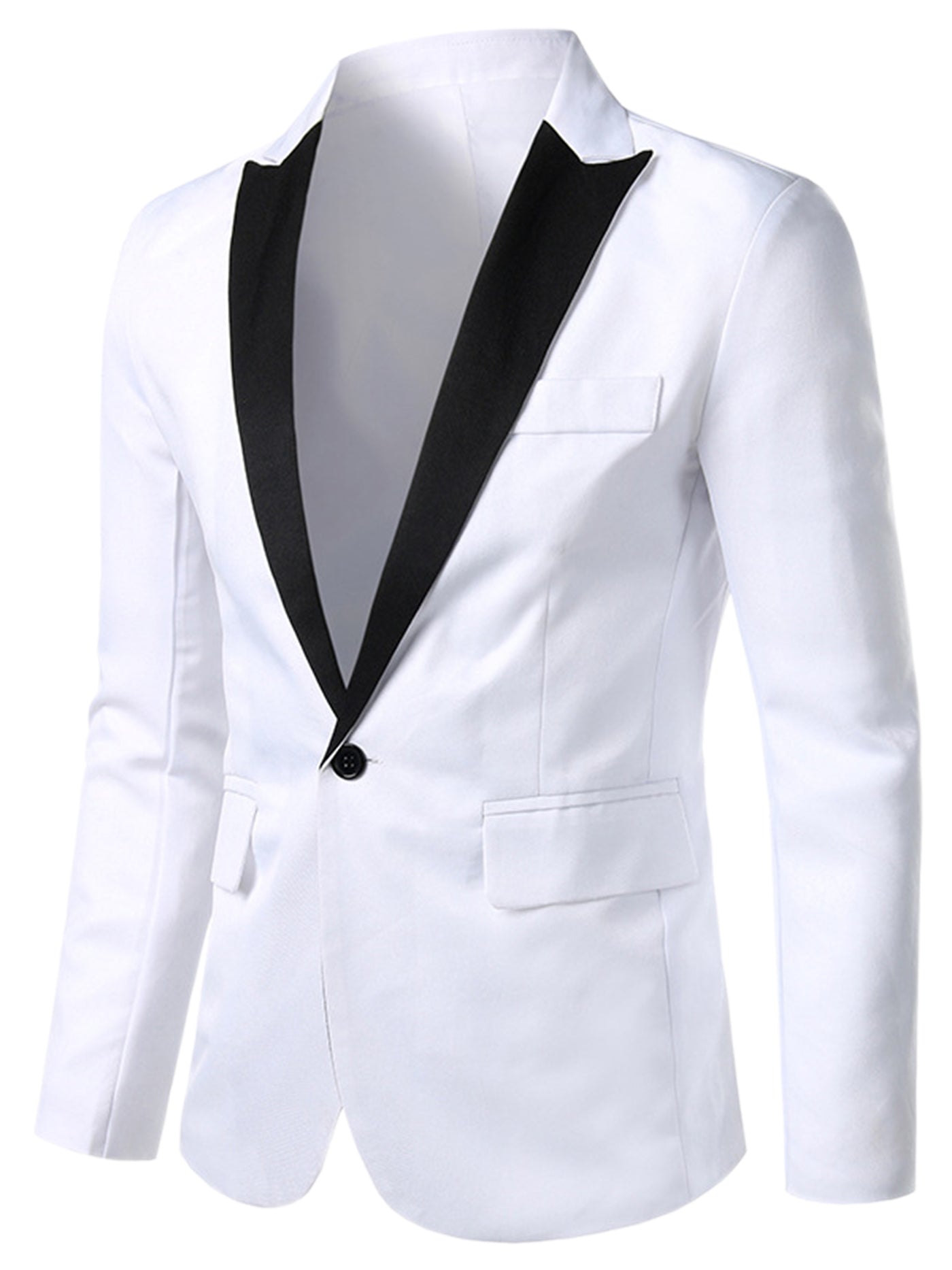 Bublédon Contrast Color Collar One Button Dress Suit Blazer