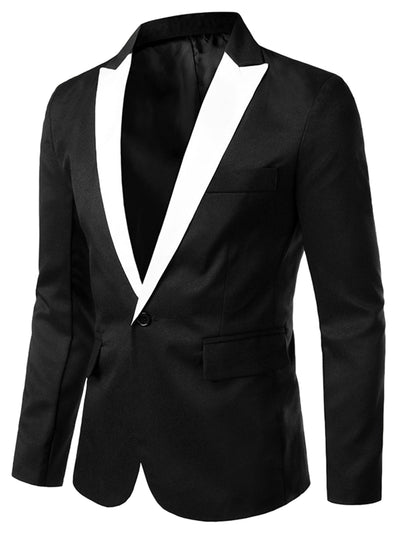 Contrast Color Collar One Button Dress Suit Blazer