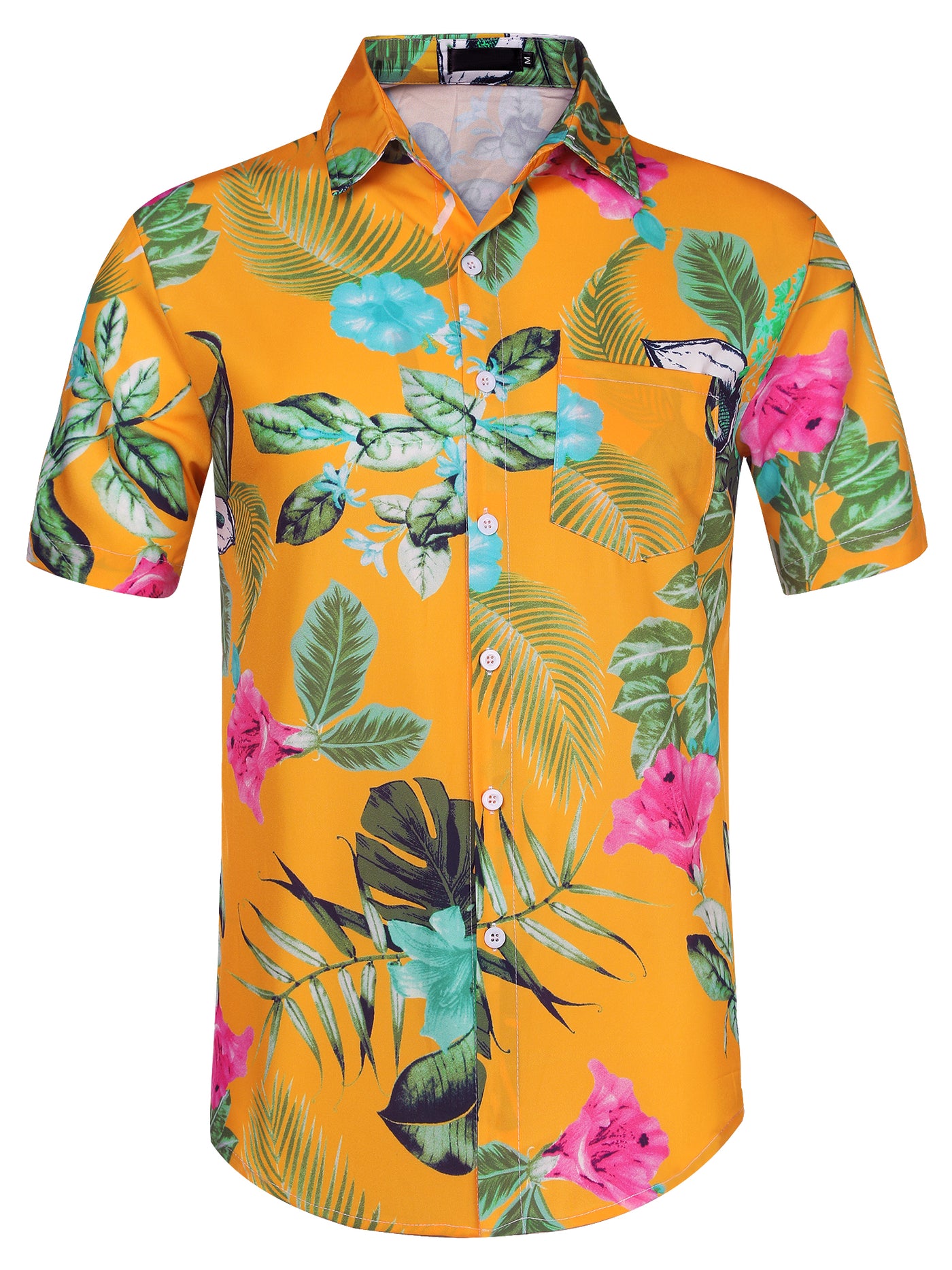 Bublédon Floral Printed Short Sleeve Button Hawaiian Shirts