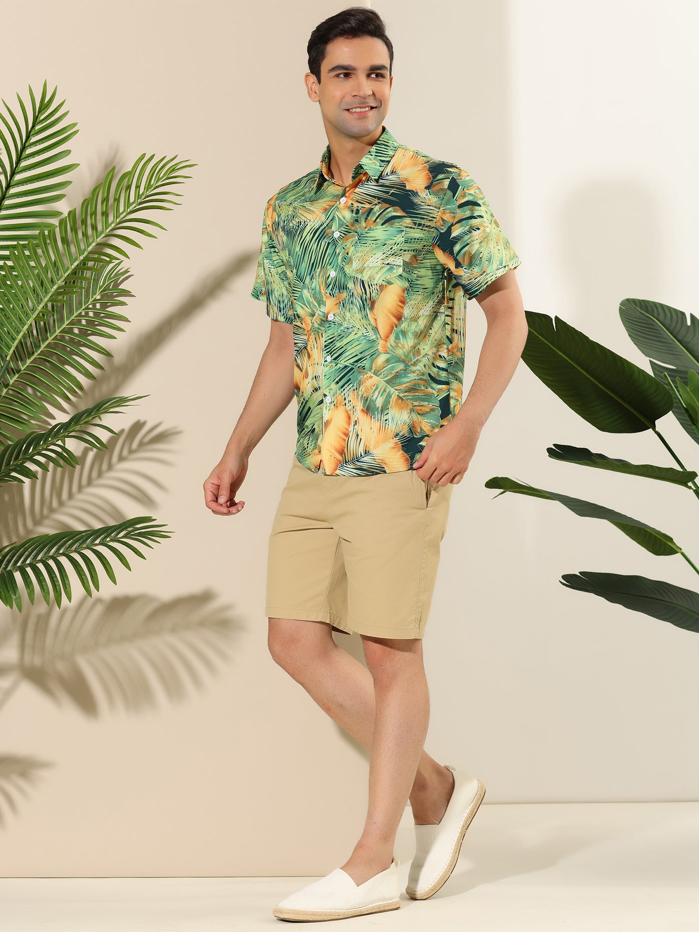 Bublédon Floral Printed Short Sleeve Button Hawaiian Shirts