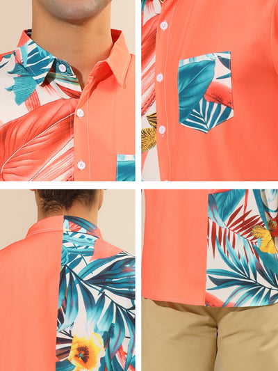 Summer Floral Printed Patchwork Point Collar Shirts