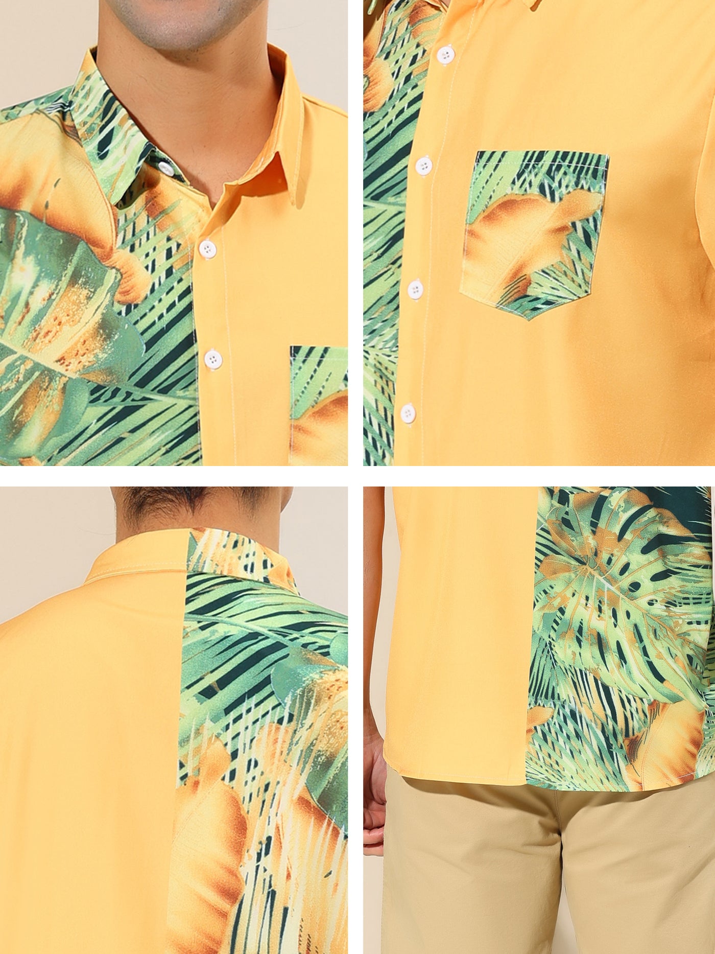 Bublédon Summer Floral Printed Patchwork Point Collar Shirts