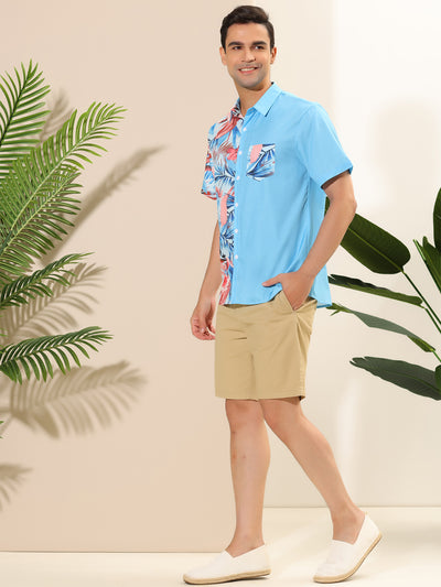 Hawaiian Printed Short Sleeve Beach Patchwork Shirt