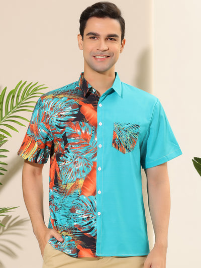 Hawaiian Printed Short Sleeve Beach Patchwork Shirt