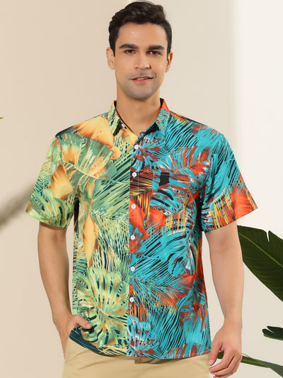 Summer Button Patchwork Floral Printed Beach Shirts