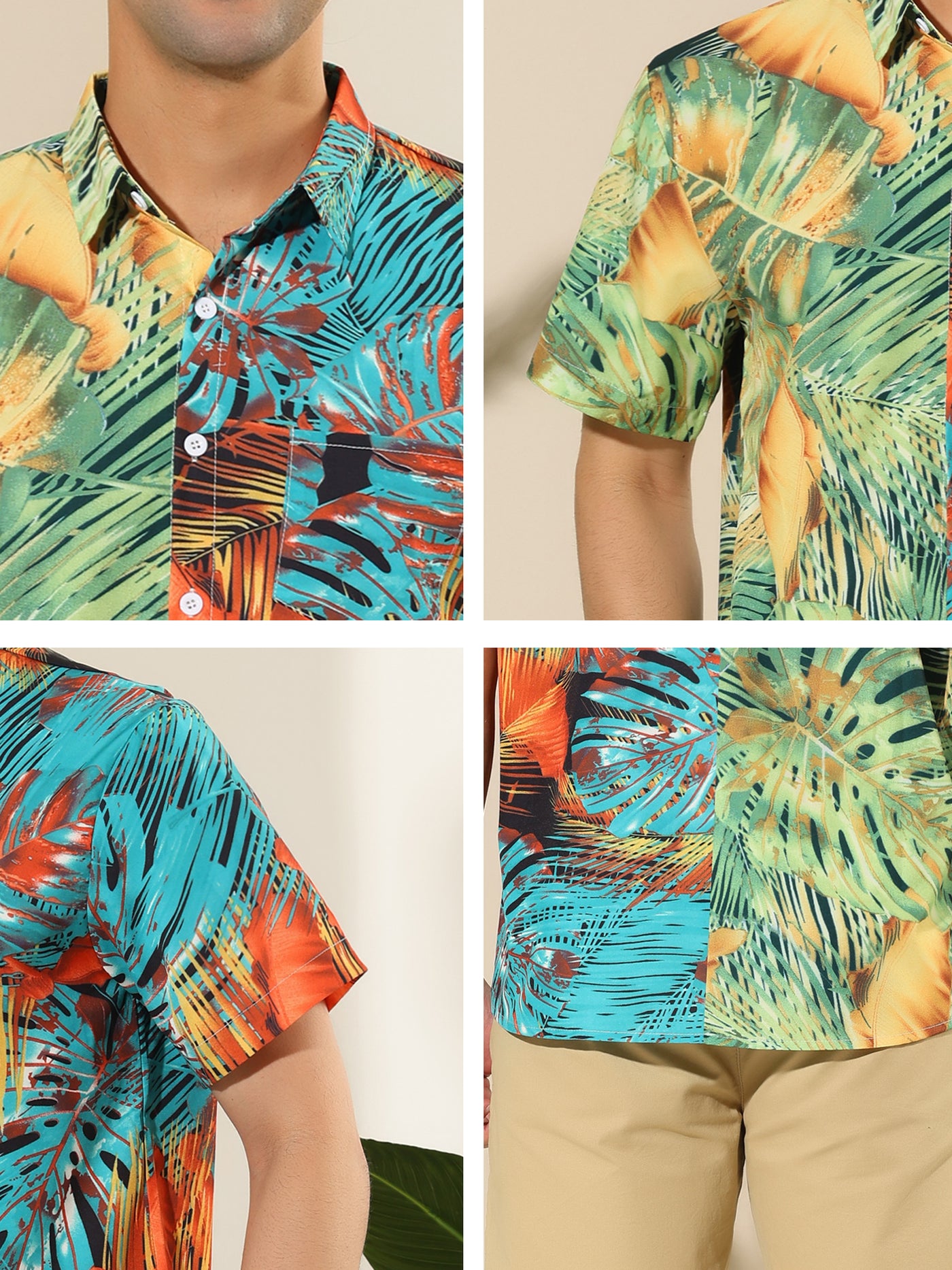 Bublédon Summer Button Patchwork Floral Printed Beach Shirts