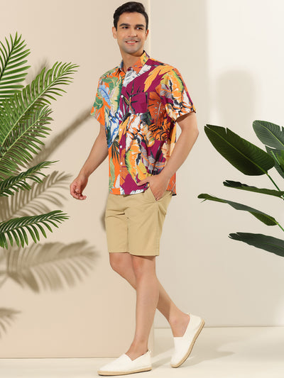 Summer Button Patchwork Floral Printed Beach Shirts